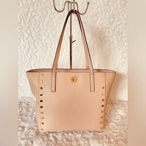 Michael Kors pale pink stud leather shoulder bag tote